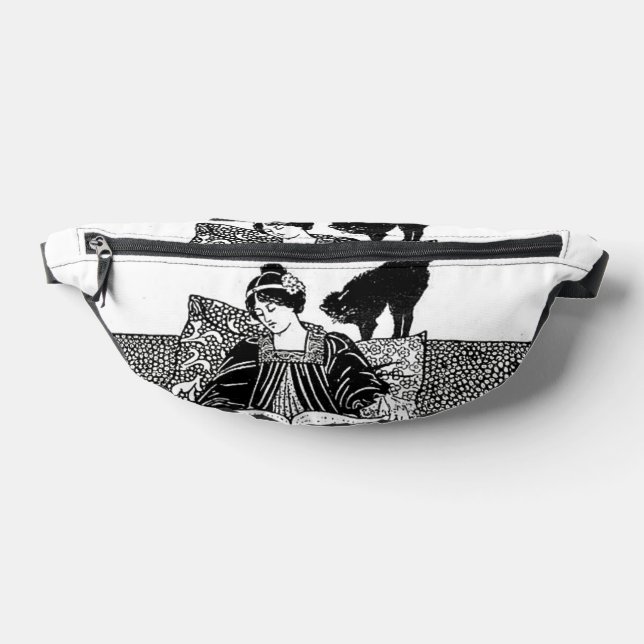 Riñoneras Mujer leyendo con acento de gato (Distribución)