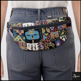 Riñoneras Muted Earthy Folk Art Patchwork Quilt