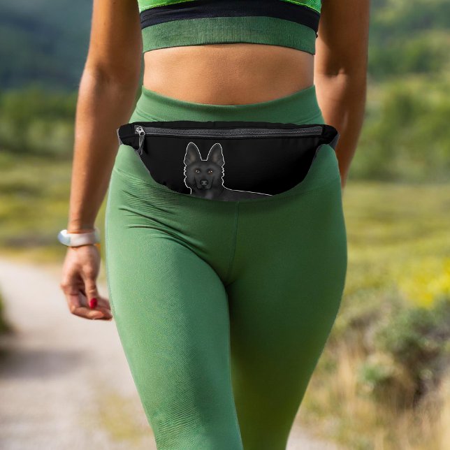 Riñoneras Negro Alemán Pastor GSD Cabeza de perro cerrador n (Please note: This image is a digital mockup. The product may not be in scale.)