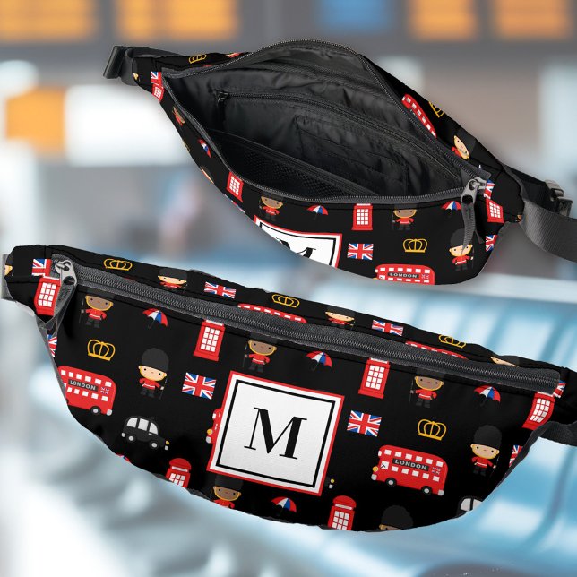 Riñoneras Nombre de autobús de la Guardia de Londres Monogra (London Guards Bus Name Monogram British England Fanny Pack)