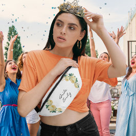 Riñoneras Nombre de la novia Floral Amarillo Elegante Purpur