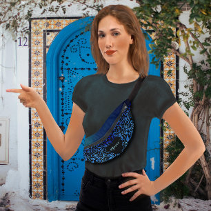 Riñoneras Nombre de patrón floral ombre azul bonito