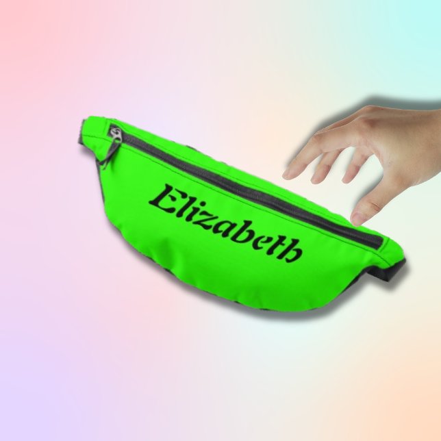 Riñoneras Nombre elegante negro | Elegancia verde neón (Subido por el creador)