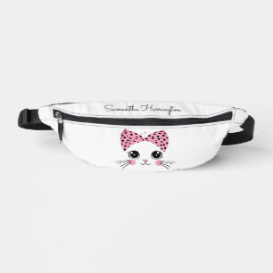 Riñoneras Nombre personalizado Cara de gato recortada