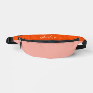 Riñoneras Nombre personalizado del bloque de color rosa y ro