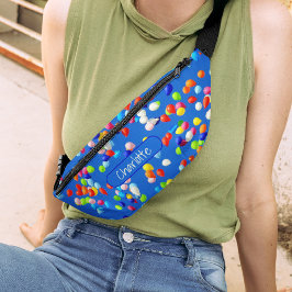 Riñoneras Nombre personalizado, fondo azul cielo de los glob