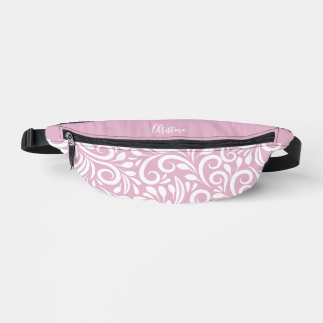 Riñoneras Nombre personalizado Resumen Floral Elegante Girly (Anverso)