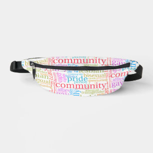 Riñoneras nube de palabras de la comunidad arcoíris LGBTQ+ d
