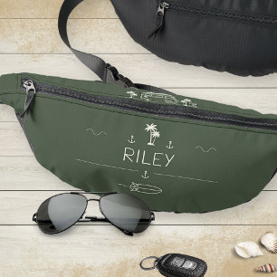 Riñoneras Olive Verde Minimalista Tripulacion Surfista Furgo