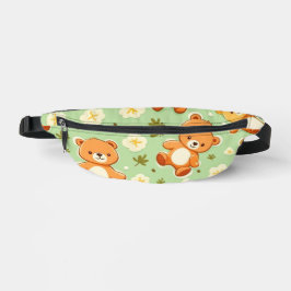 Riñoneras Ositos de peluche lindos y patrón de hojas verdes