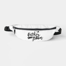 Padre del Groom Black Text en White Fanny Pack