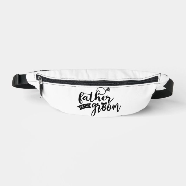 Riñoneras Padre del Groom Black Text en White Fanny Pack (Anverso)