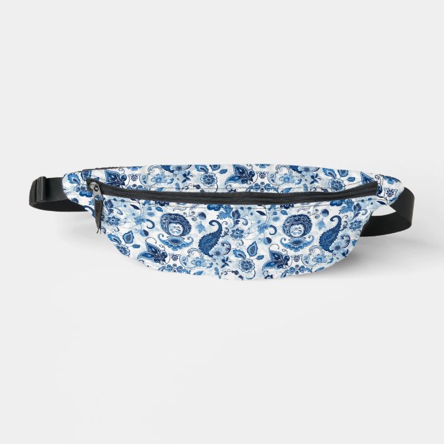 Riñoneras Paisley Bum Bag Blue and White Flanny Pack (Anverso)