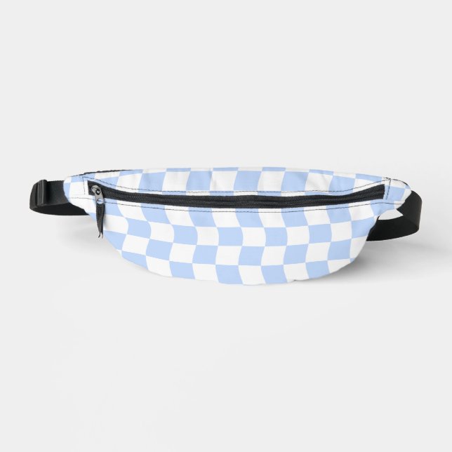 Riñoneras Pastel Blue White Retro Checkerboard Pattern (Anverso)