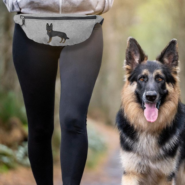 Riñoneras Pastor Alemán Bi-Negro Cute Cartoon Perro Gris (Please note: This image is a digital mockup. The product may not be in scale.)