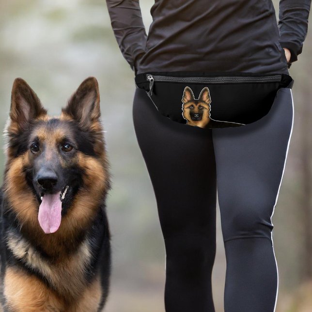 Riñoneras Pastor Alemán Cabeza de perro GSD negro y marrón (Please note: This image is a digital mockup. The product may not be in scale.)