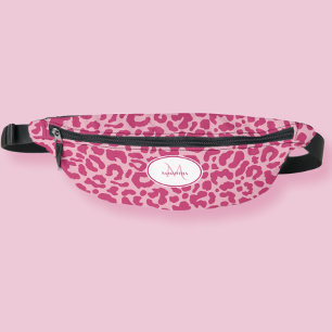 Riñoneras Patrón de Animal Personalizado Nombre Rosa Femenin
