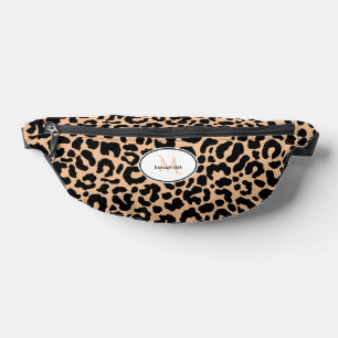 Riñoneras Patrón de animal personalizado nombre viaje negro 