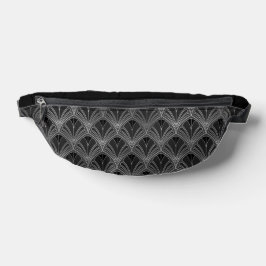 RIÑONERAS PATRÓN DE ART DECO NEGRO Y PLATA