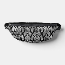 RIÑONERAS PATRÓN DE ART DECO NEGRO Y PLATA