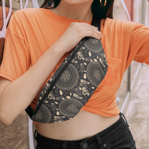 Riñoneras Patrón de Boho Nativo de Catcher de Sueños Negros 