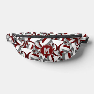 Riñoneras Patrón de bolas de voleibol gris monogramadas