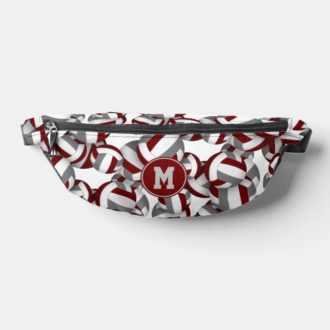 Riñoneras Patrón de bolas de voleibol gris monogramadas (Distribución)