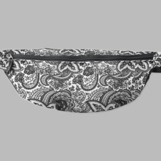 Riñoneras Patrón de cachemira vintage en blanco y negro | El