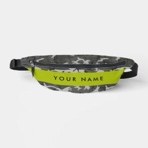 Riñoneras Patrón de camuflaje gris, tu nombre, Personaliza