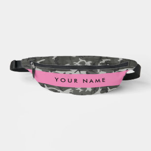 Riñoneras Patrón de camuflaje gris, tu nombre, personaliza