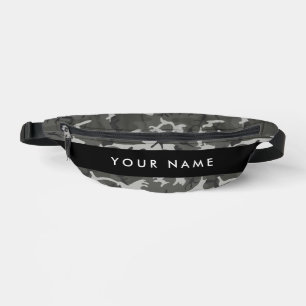 Riñoneras Patrón de camuflaje gris, tu nombre, Personaliza