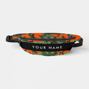 Riñoneras Patrón de camuflaje naranja, tu nombre, personaliz