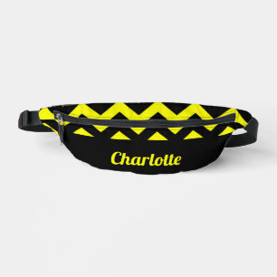Riñoneras patrón de chevron amarillo y negro personalizable