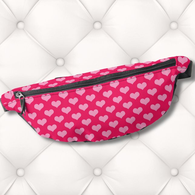 Riñoneras Patrón de corazón rosado (Cute Pink Hearts Pattern Fashion Fanny Pack)