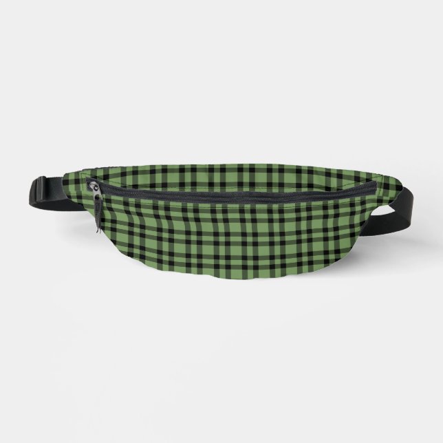 Riñoneras Patrón de Cuadros Verde Negro (Anverso)
