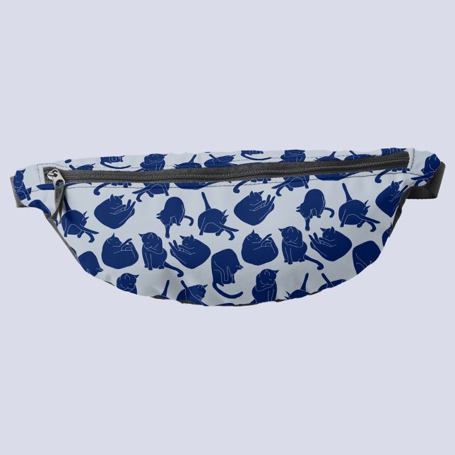 Riñoneras Patrón de gato azul (Blue cat pattern fanny pack)