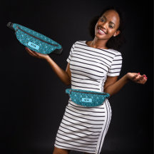 Patrón de hojas azules con monograma