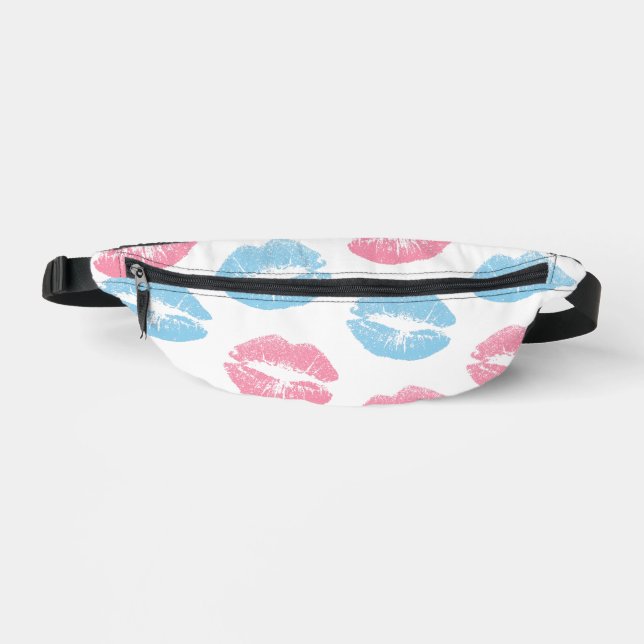 Riñoneras Patrón de labios azules y rosas, lápiz labial, bes (Anverso)