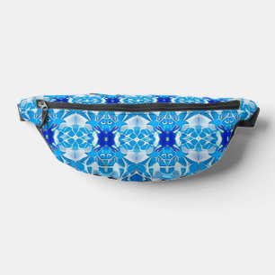 Riñoneras Patrón de mosaico azul turquesa, gris y cobalto