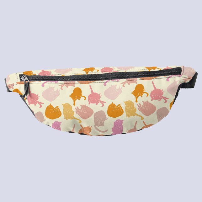 Riñoneras Patrón de Naranja rosa de la rosa del gato (Fun kitty cat pattern peach orange cream fanny pack)