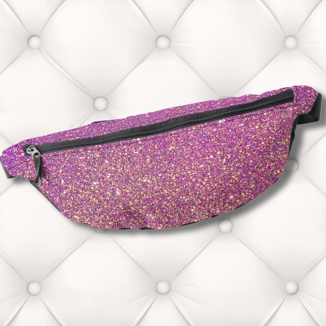 Riñoneras Patrón de Purpurina rosado Giro (Trendy Girly Gradient Ombre Purple Pink Glitter Fanny Pack )