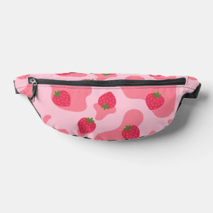 Riñoneras patrón de vaca de fresa kawaii