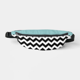 Riñoneras Patrón de zigzag negro y blanco, chevron, azul