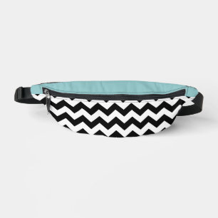 Riñoneras Patrón de zigzag negro y blanco, chevron, azul