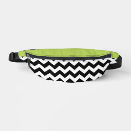 Riñoneras Patrón de zigzag negro y blanco, chevron, verde