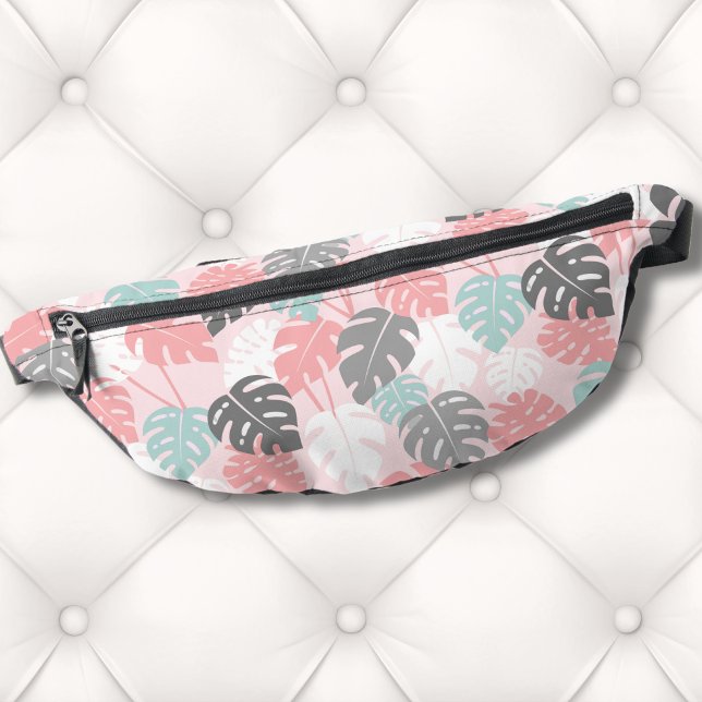 Riñoneras Patrón tropical moderno (Trendy Modern Monstera Leaf Tropical Pattern Fanny Pack)