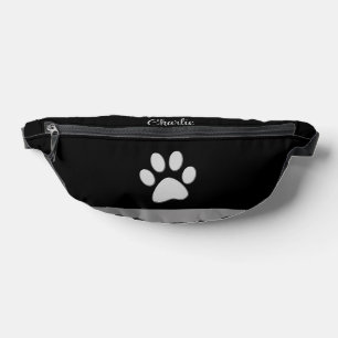 Riñoneras Paw de perro plateado sobre fondo negro