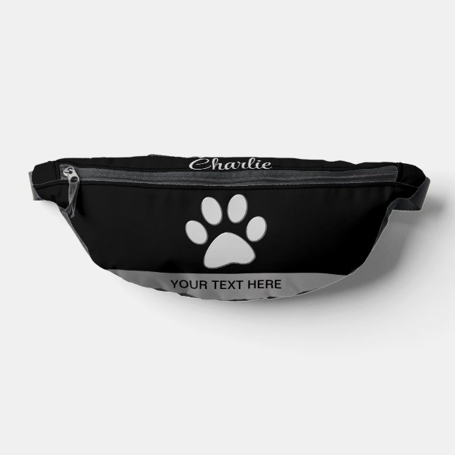 Riñoneras Paw de perro plateado sobre fondo negro (Distribución)