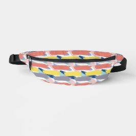 Riñoneras Peach Yellow Gray Paint Stroke Pattern Fanny Pack
