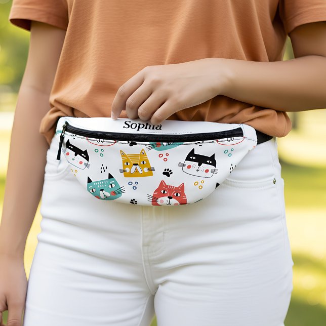 Riñoneras Pequeños chicos de patrones de gatos divertidos (fanny pack with cat pattern)